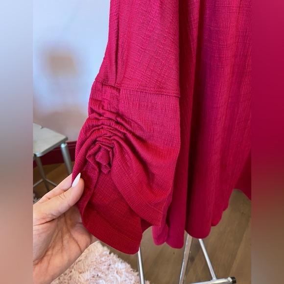 Max Studio Red Pink Blouse Top Short Sleeve 3X New NWT - Picture 7 of 12